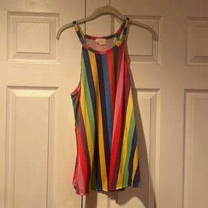 Rainbow tank top with a high neckline